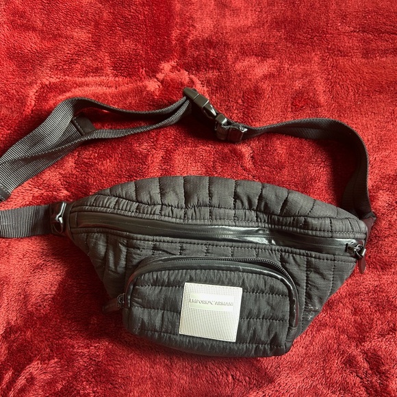 Emporio Armani Black Quilted Belt Bag
